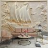 ZEZILE Custom 3D Relief Boat Wall Mural Wallpaper view 3