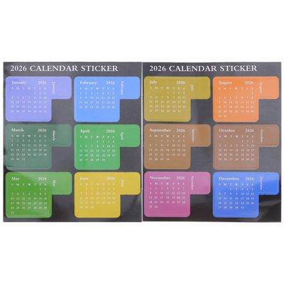 NUOBESTY 2026 Calendar Stickers, Colorful Self-Adhesive Monthly Tabs for Notebooks and Planners