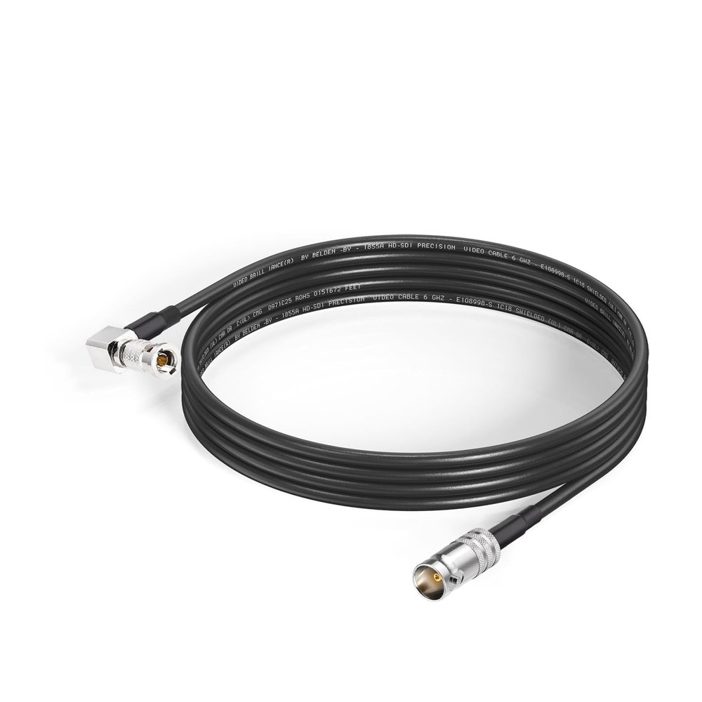 Superbat 3G/6G Micro HD-BNC Right-Angle Plug to BNC Female SDI Cable, 3 m, Belden 1855A