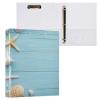 Quteprint 3-Ring Binder, Wood Shells and Starfish Beach Design, 3.8 cm, with 3 Clear Pockets and Clipboard view 2