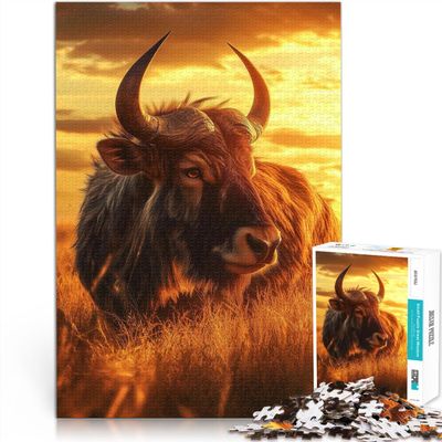 1000-Piece Wooden Gnu at Sunset Puzzle for Adults, 14+