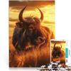 1000-Piece Wooden Gnu at Sunset Puzzle for Adults, 14+ view 1
