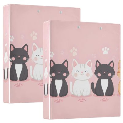 Quteprint 3-Ring Binder with Cute Cartoon Cat Paw Print, 3.8 cm Rings, 3 Clear Pockets, Clipboard, Holds 200 Sheets