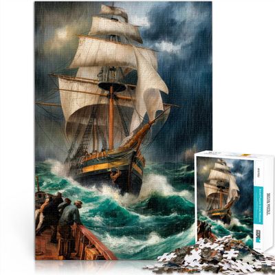 1000-Piece Adult Puzzle, Ship in Stormy Seas, 38 x 52 cm (14.9 x 20.4 in), Ages 14+