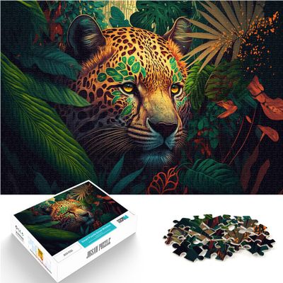 1000-Piece Wooden Leopard Puzzle for Adults, 50 x 75 cm