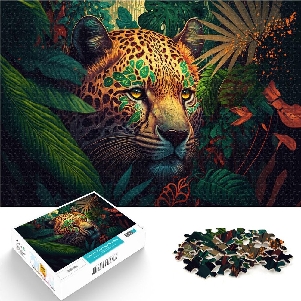 1000-Piece Wooden Leopard Puzzle for Adults, 50 x 75 cm