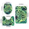 3-Piece Green Leopard Bathroom Rug Set, Super Absorbent, Non-Slip, Washable view 2
