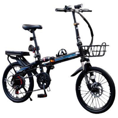 Wasd3Pods 16/20/22 in Folding Mountain Bike, Carbon Steel, 7-Speed, Dual Disc Brakes, Blue-22