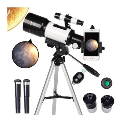 Telescope for Adults and Astronomy Beginners, 70 mm Refractor Telescope with Smartphone Adapter, Camera Shutter and Cable
