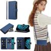 SEHEYA Folio Case for Samsung Galaxy M32 4G / M22 4G, PU Leather, Adjustable Crossbody Strap, Card Slots, Dark Blue view 1