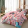 Srigzcaly Cartoon Unicorn Rainbow Crown 3-Piece Bedding Set, 135 x 200 cm, Pink Microfiber view 2