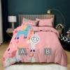 Srigzcaly Cartoon Unicorn Rainbow Crown 3-Piece Bedding Set, 135 x 200 cm, Pink Microfiber view 4