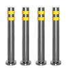 Stainless Steel Parking Barrier, Night-Reflective Design, Impact-Protection Bollard, Suitable for Traffic Control and Crowd Management (Yellow, 4 pcs, 7.6 × 75 cm/3 × 35 in) view 1