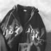 Caxndycing Men's Zip-Up Hoodie Sweat Jacket, Y2K Oversized Vintage Printed Hooded Sweatshirt view 2