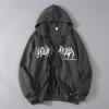Caxndycing Men's Zip-Up Hoodie Sweat Jacket, Y2K Oversized Vintage Printed Hooded Sweatshirt view 4
