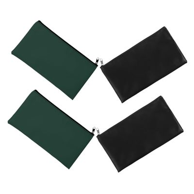 4-Piece PU Leather Bank Deposit Bags with Zippers