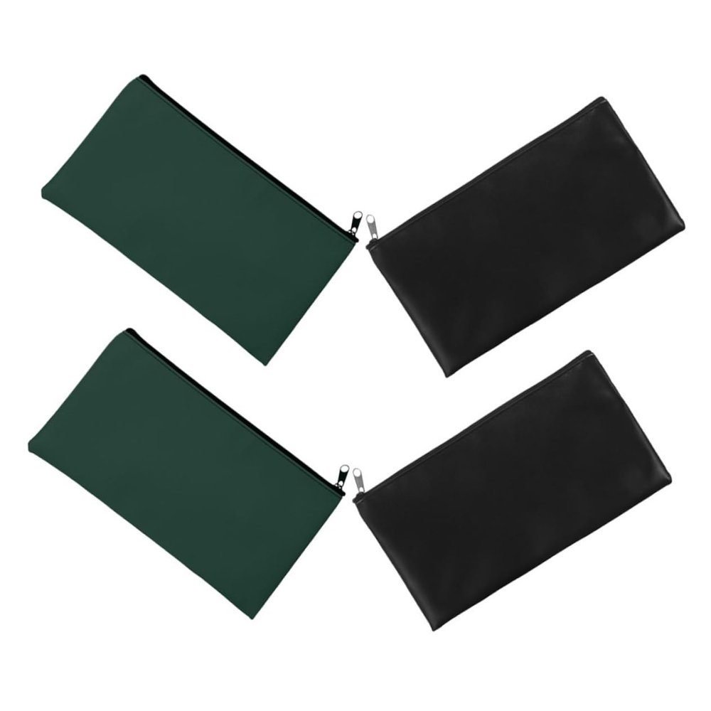 4-Piece PU Leather Bank Deposit Bags with Zippers