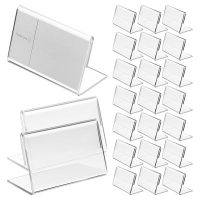 SOIMISS 40-Pack L-Shaped Acrylic Card Stands, Clear, with Protective Film
