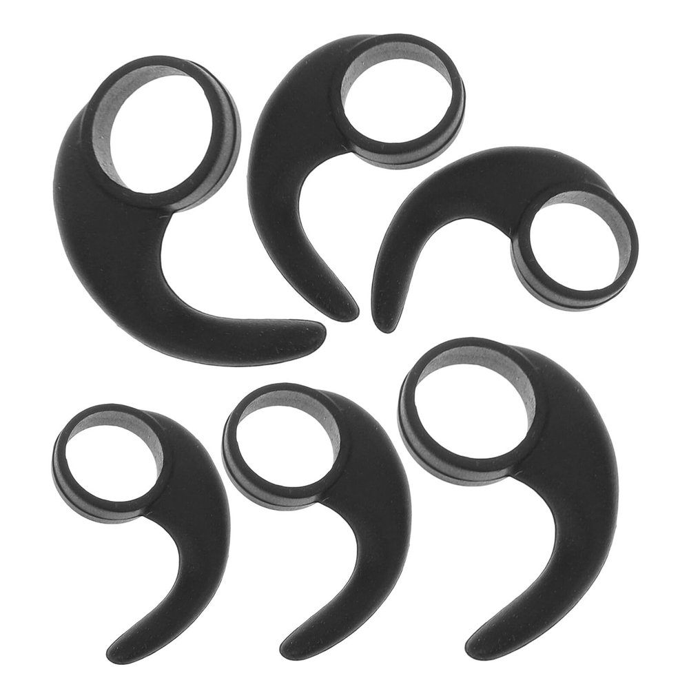 6-Piece Silicone Earphone Clip Hooks, Black