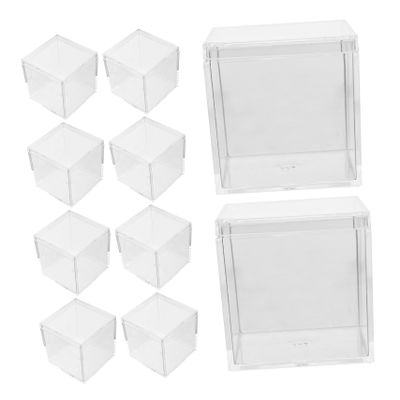 Abaodam 10-Piece Transparent Square Acrylic Display Boxes, 130 ml, with Lids