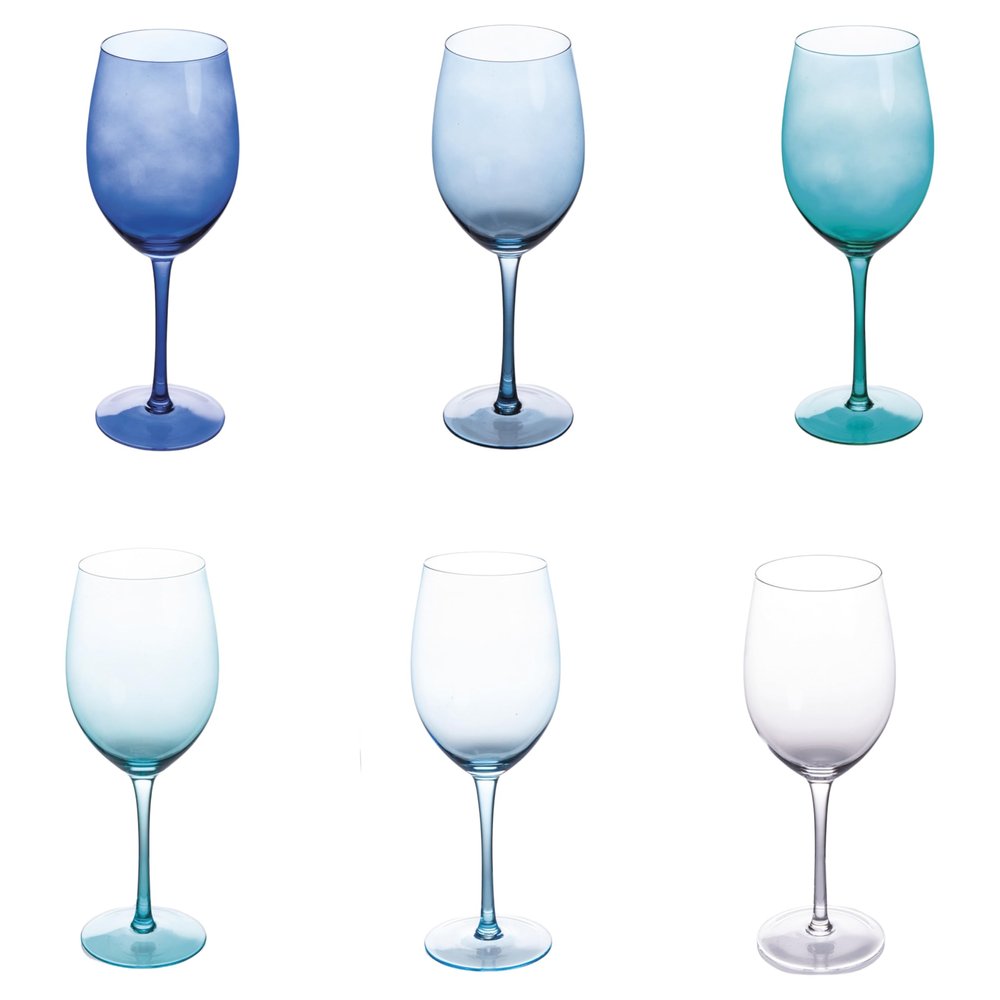 Villa d'Este Home Tivoli 1996 Happy Hour Ocean Sparkling Wine Glasses, 550 ml, Set of 6