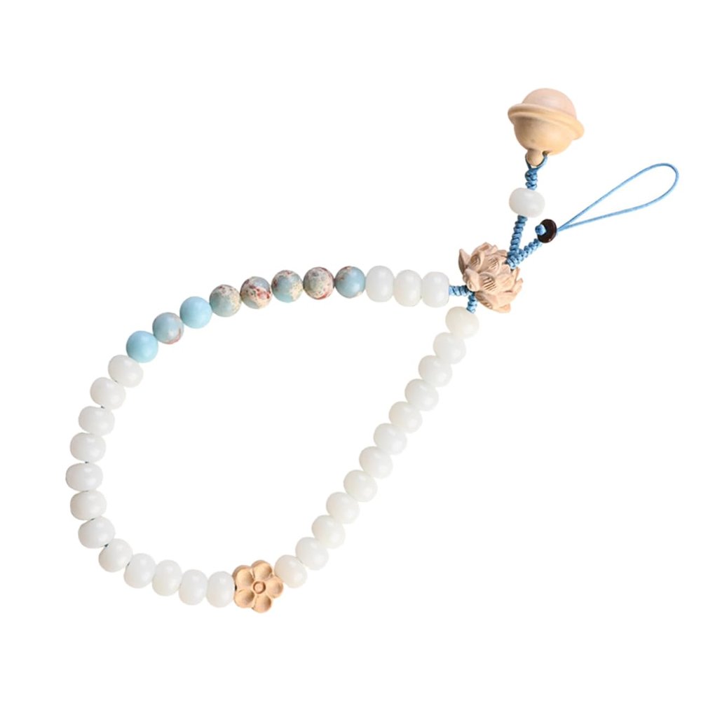 Tofficu White Bodhi Beaded Phone Strap, Chinese Style