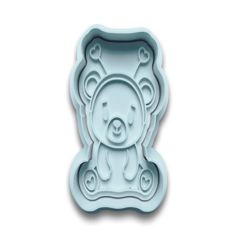 Teddy Bear Cookie Cutter with Stamp, PLA, for Kids, Birthdays & Gifts | M4