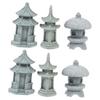 Toyvian 2 Sets of 3-Piece Pagoda and Lantern Decorations, Light Gray view 1