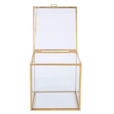 KIMISS Gold-Edged Geometric Glass Planter for Succulents