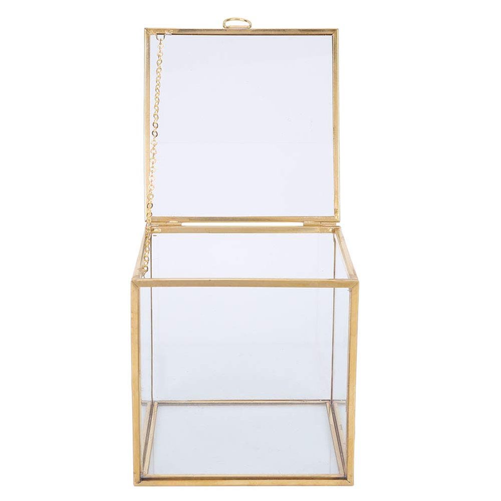 KIMISS Gold-Edged Geometric Glass Planter for Succulents