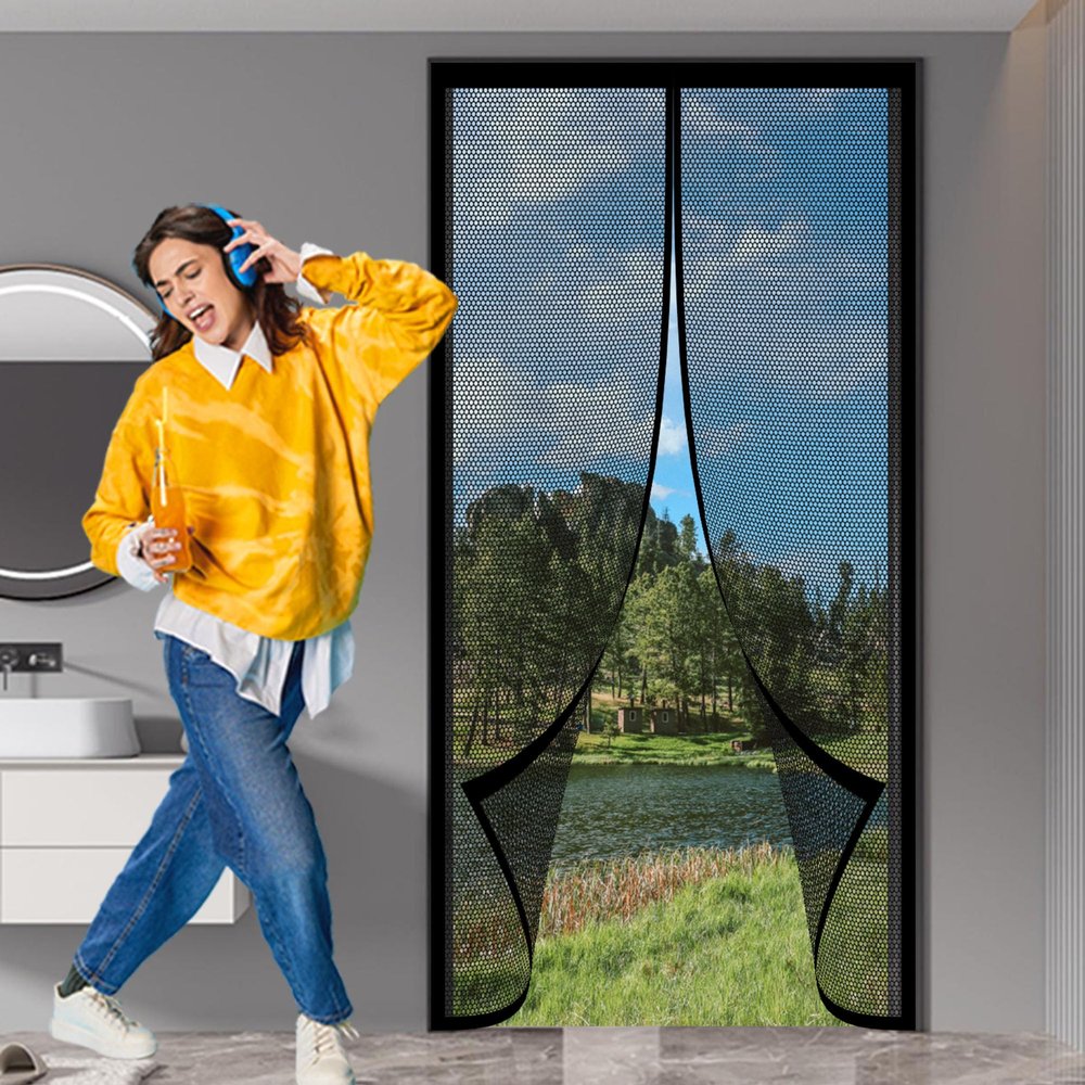 Magnetic Screen Door 200 x 226 cm, Black