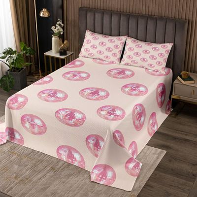 Homemissing Disco Ball Bedspread 220 x 240 cm for Kids, Music Parties, Retro Decor