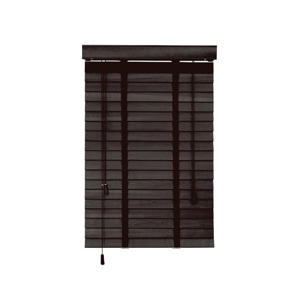 Wooden Venetian Blind, Privacy and Sun Protection, Easy Installation, Black, 105 x 130 cm / 3.4 x 4.2 ft