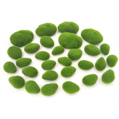 FUIBEJAE 30 Artificial Moss Rocks, 3 Sizes, Green Moss Balls for Floral Arrangements, Fairy Gardens and Crafts