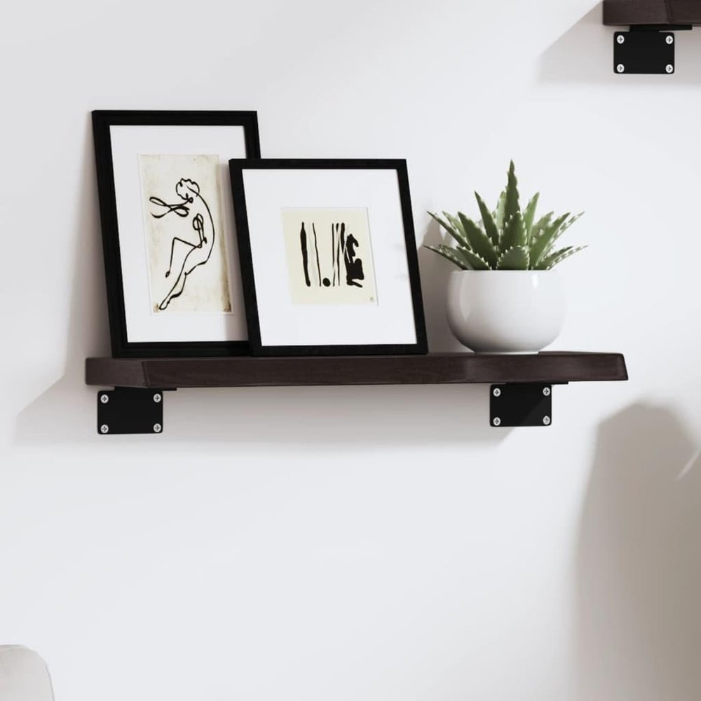YUOTYRKTEJRSG Dark Brown Solid Oak Floating Wall Shelf 40 x 10 x 2 cm