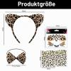 Vxcvzv 4-Piece Leopard Set: Ears Headband, Tie Bib, Tattoos and Face Sticker for Women and Children view 2