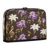 miaozhen Large-Capacity Stand-Up Pencil Case, Black and Purple Floral Music Note Pattern view 2