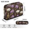 miaozhen Large-Capacity Stand-Up Pencil Case, Black and Purple Floral Music Note Pattern view 3