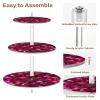 siphylline 3-Tier Round Acrylic Cupcake Stand, Geometric Texture, Wine/Magenta view 2