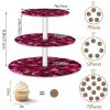 siphylline 3-Tier Round Acrylic Cupcake Stand, Geometric Texture, Wine/Magenta view 3