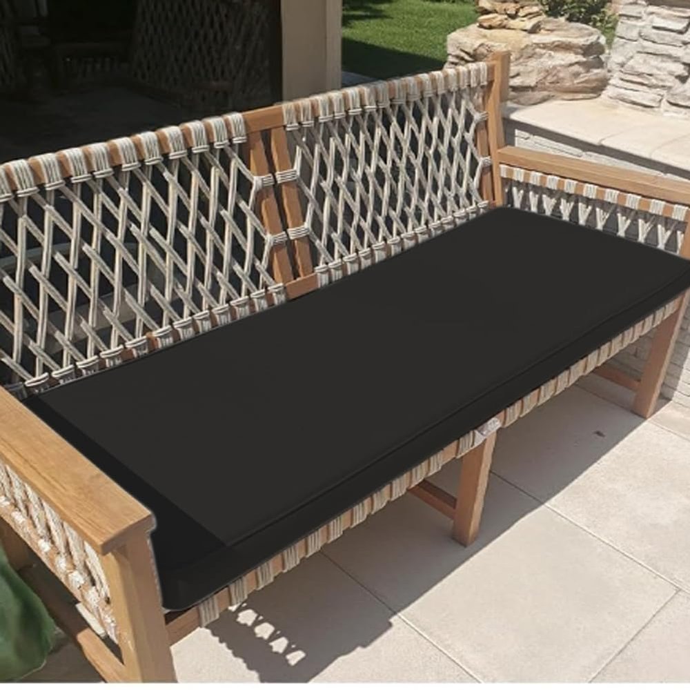 AZMAHT Outdoor Bench Cushion, UV-Resistant Polyester, Removable Zipper Cover, Black, 70 x 40 x 5 cm