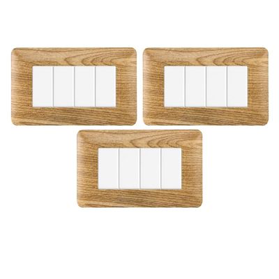 gloca Plastic Cover Plate Set Compatible with Matix (3 Pieces, Dark Wood, 4-Gang)
