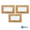 gloca Plastic Cover Plate Set Compatible with Matix (3 Pieces, Dark Wood, 4-Gang) view 3