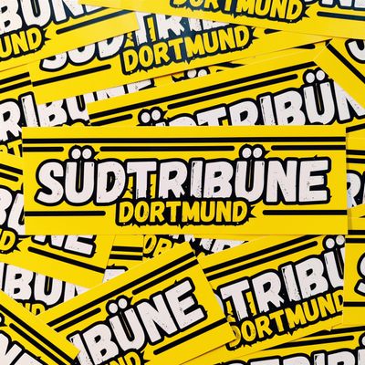 Fan-Kultur Xperience 100x Dortmund Sticker/Decal “Südtribüne” – Soccer Fan Merchandise – 14.8 x 5.0 cm – PVC – Weatherproof