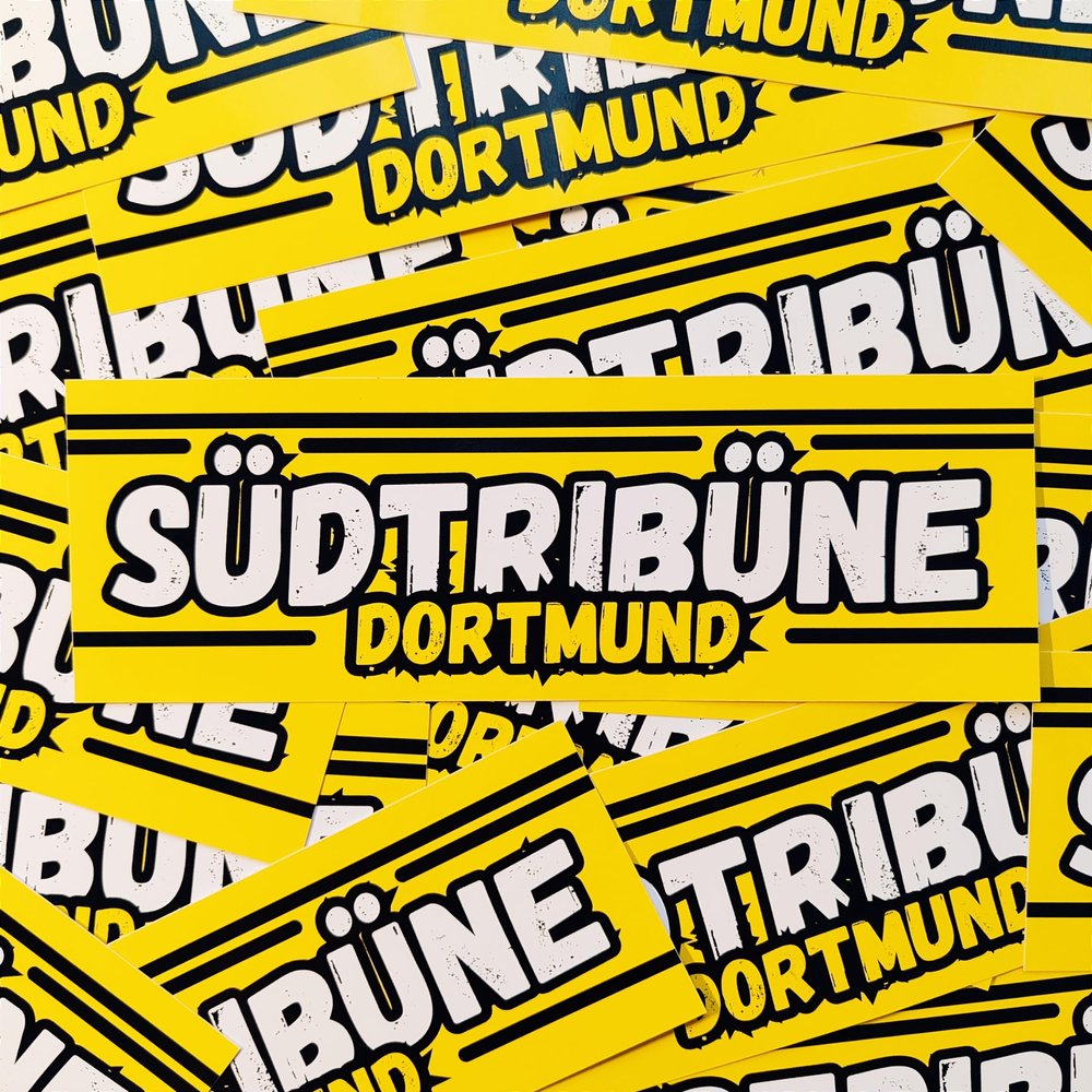 Fan-Kultur Xperience 100x Dortmund Sticker/Decal “Südtribüne” – Soccer Fan Merchandise – 14.8 x 5.0 cm – PVC – Weatherproof