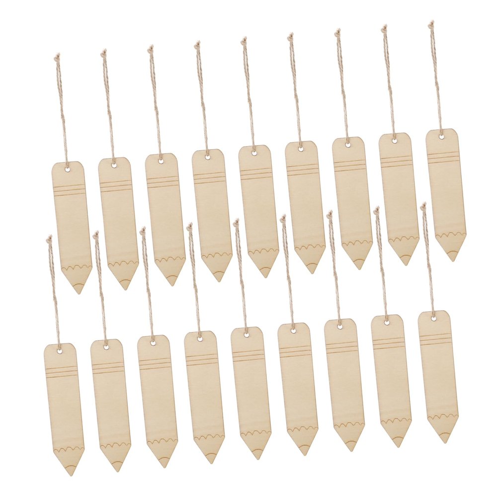 20-Piece Wooden Bookmarks for Crafts, Unfinished Shapes for DIY Bookmarks and Decorations