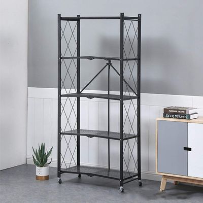 Kitchen Cart with Wheels, 3/4/5 Tiers, Black, 72 x 34 x 160 cm