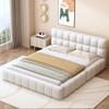 ZHFASDS Upholstered Bed 140 x 190/200 cm, Youth Bed, Double Bed with Soft Backrest, Platform Bed with Upholstered Border, Linen Slatted Frame (Mattress Not Included) (Beige, 140 x 200 cm) view 3