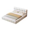 ZHFASDS Upholstered Bed 140 x 190/200 cm, Youth Bed, Double Bed with Soft Backrest, Platform Bed with Upholstered Border, Linen Slatted Frame (Mattress Not Included) (Beige, 140 x 200 cm) view 4