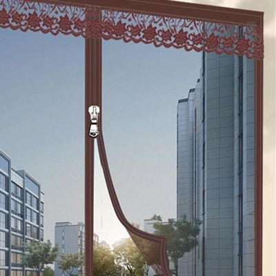 DOTBUY-SHOP Window Insect Screen with Hook-and-Loop Tape, Dark Brown, 100 x 100 cm